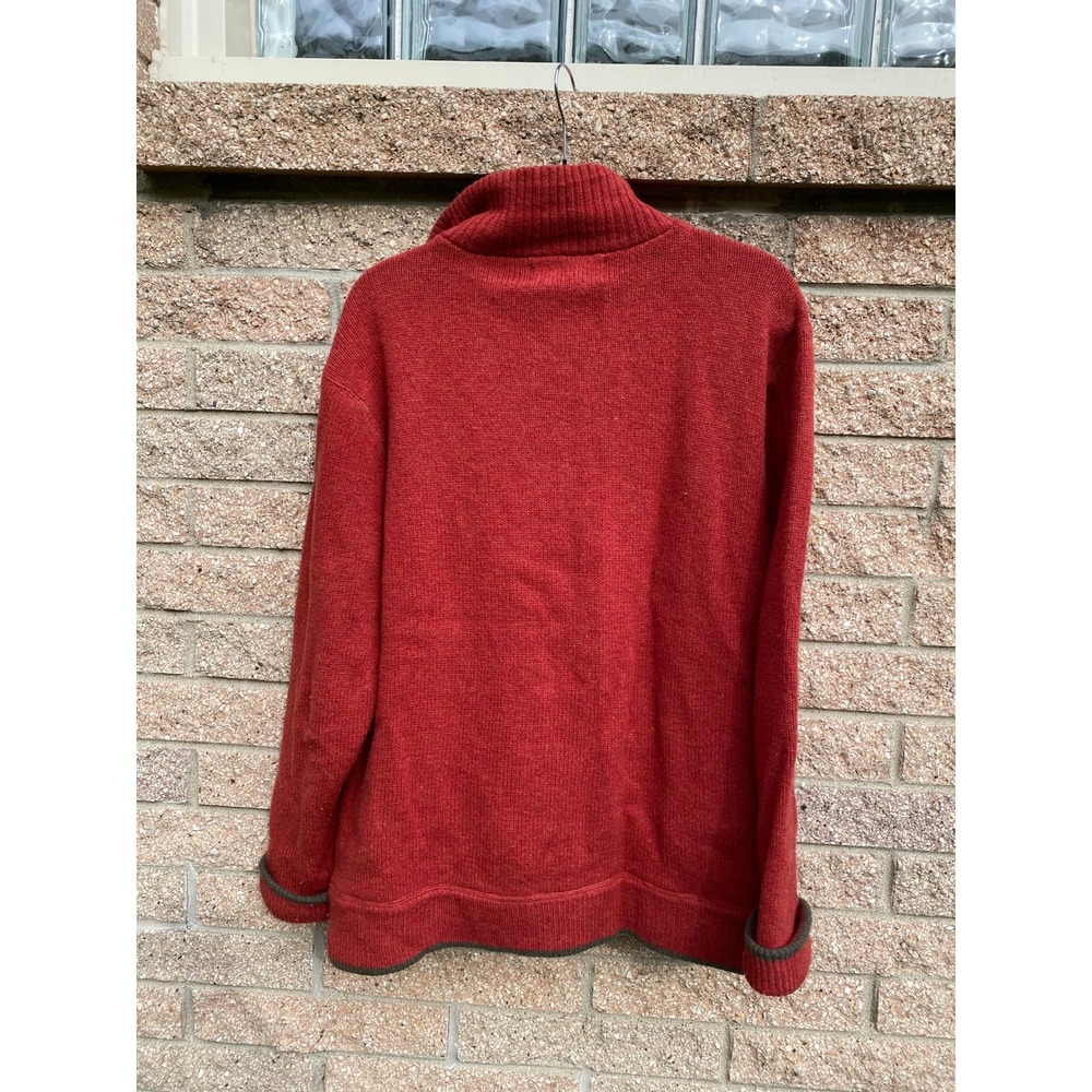IrelandsEye 100% Wool Quarter Zip Sweater Red Made Ireland Heritage Academia 90s - Picture 5 of 5
